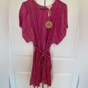 BiBi Pink Pleated Dress M NWT